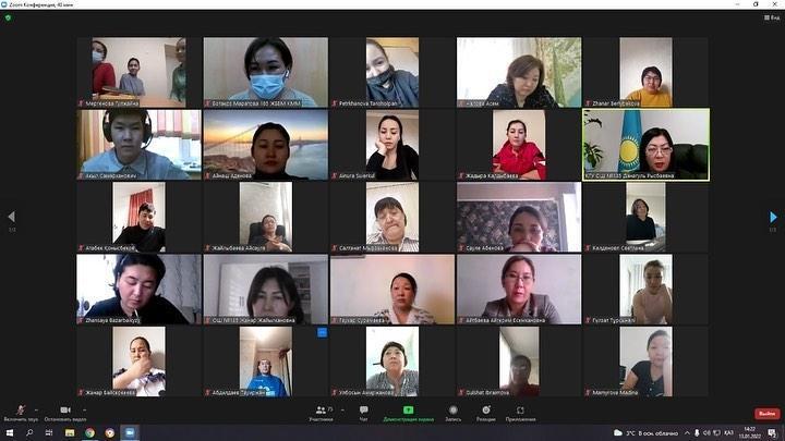 №185 жалпы білім беретін мектебінің әкімшілік корпусы ұжымға Zoom платформасымен онлайн талқылау кеңесін өткізді