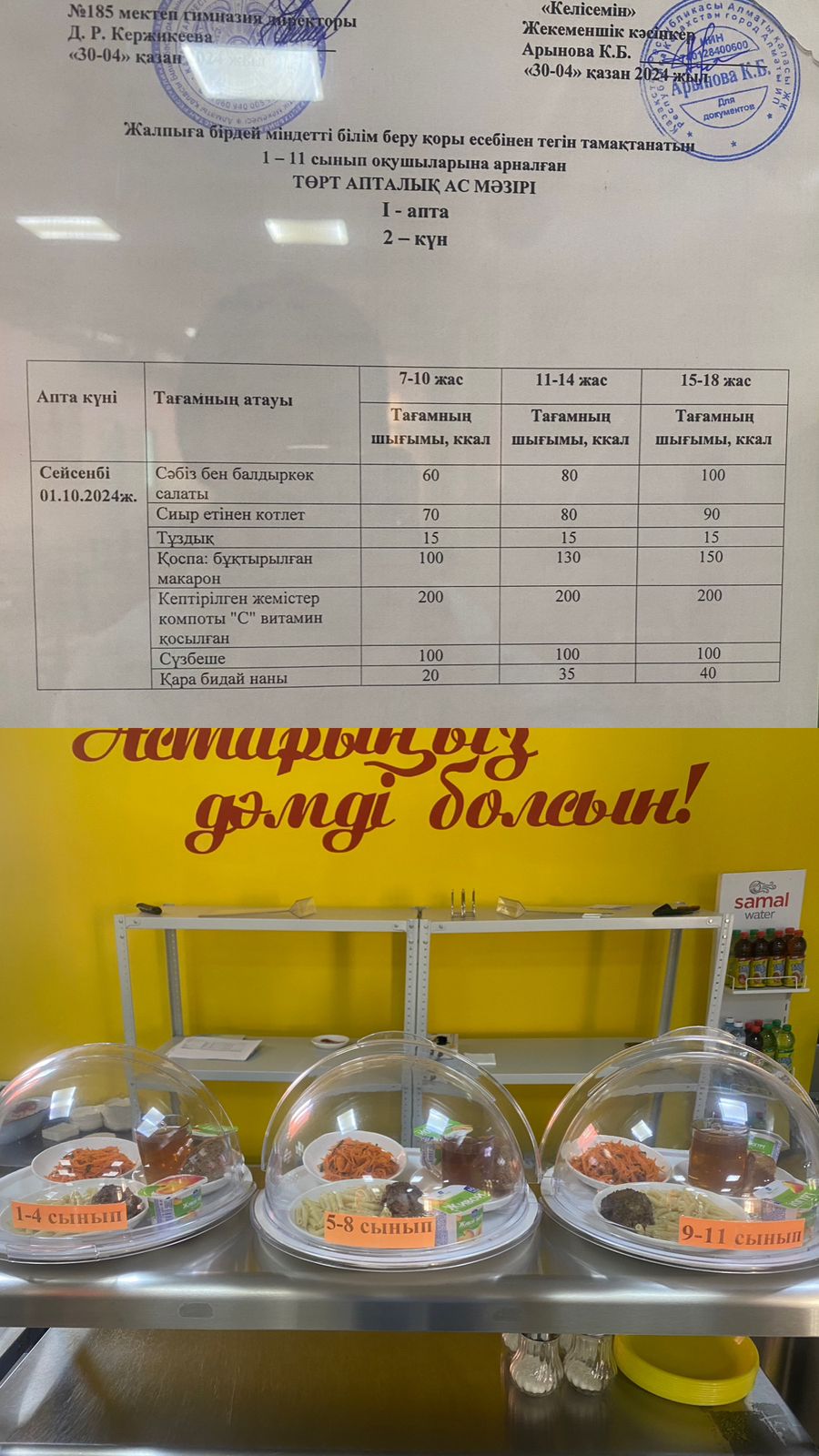 Ас мәзірі І апта 2 күні