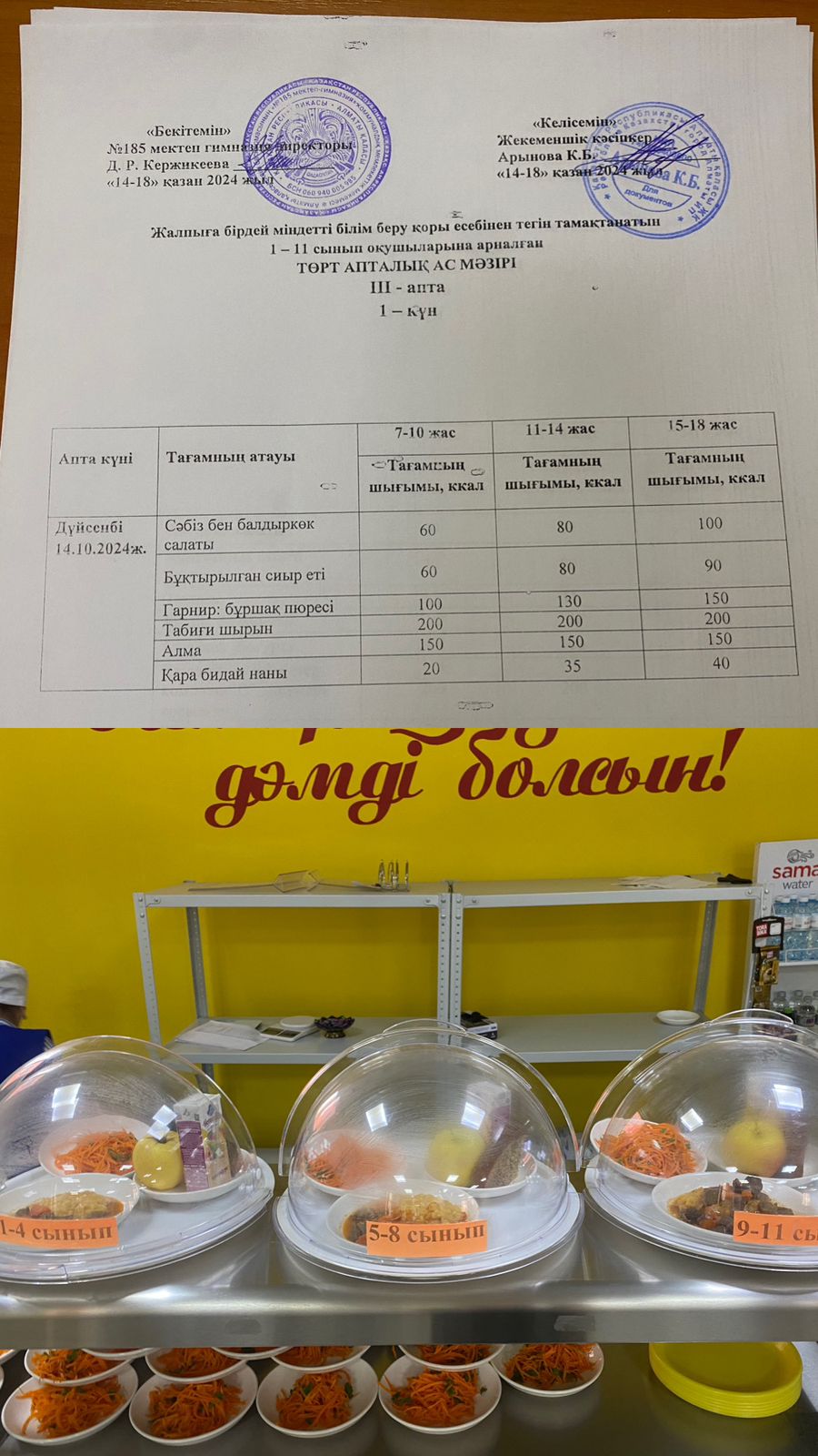 Ас мәзірі ІІІ апта 1 күні