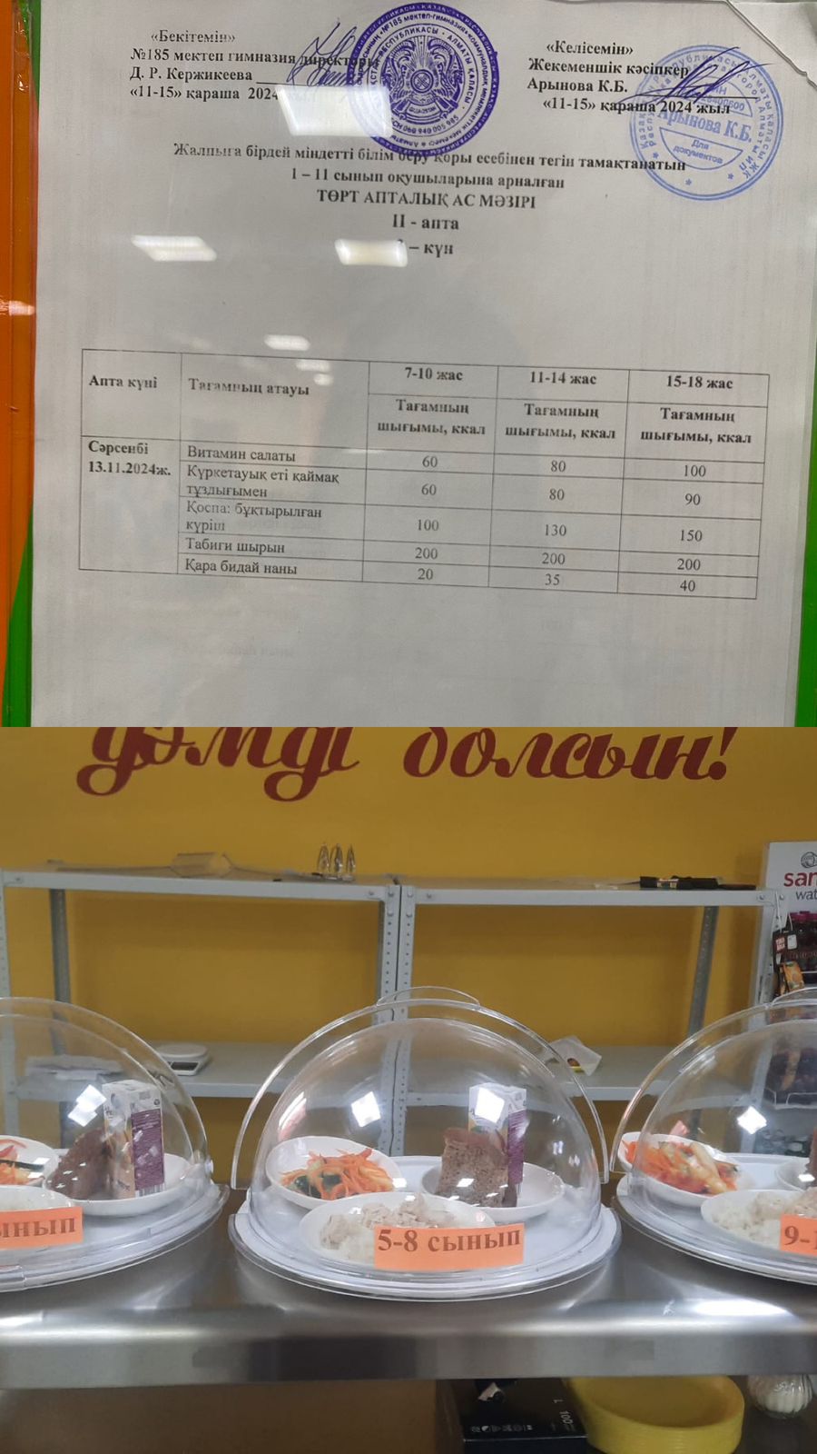 Ас мәзірі ІІ апта 3 күні