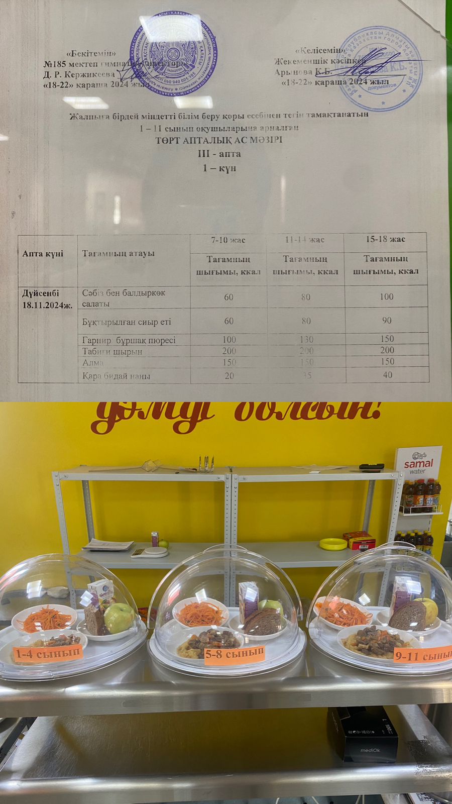 Ас мәзірі ІIІ апта 1 күні