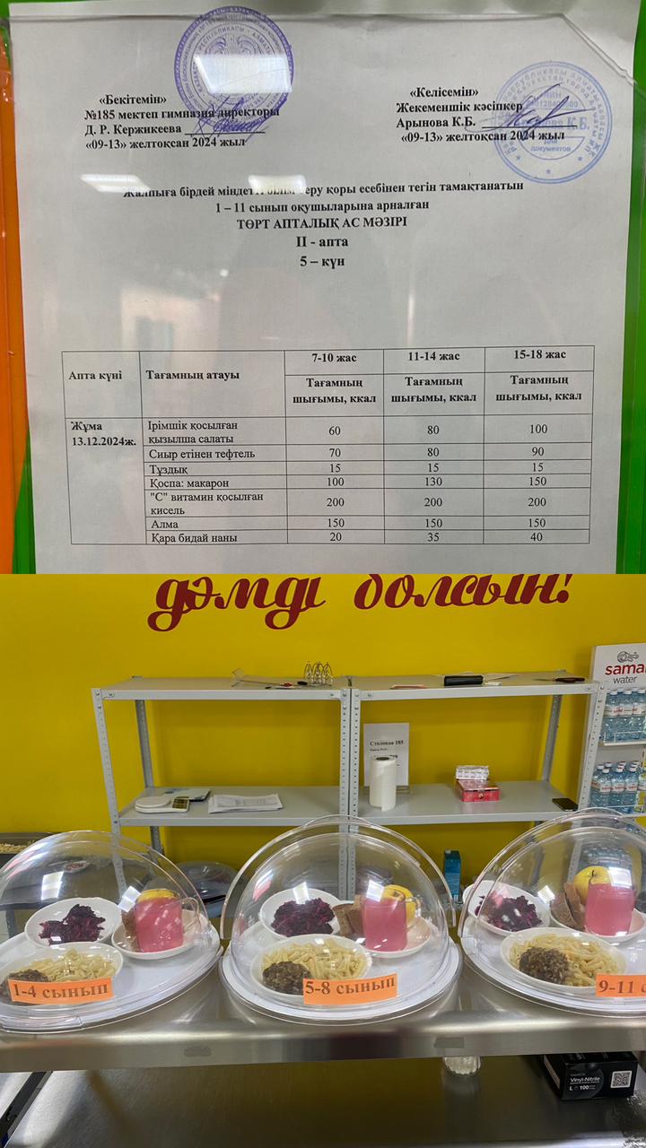 Ас мәзірі ІІ апта 5 күні