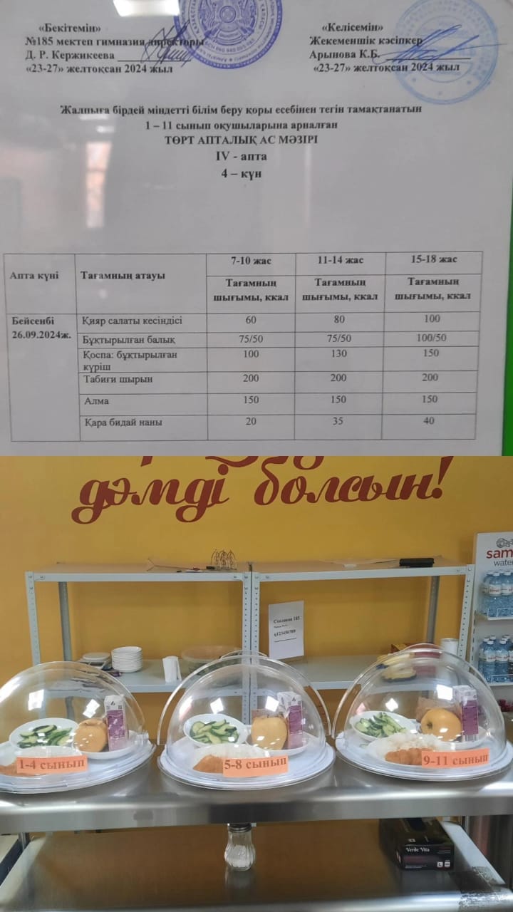 Ас мәзірі ІV апта 4 күні