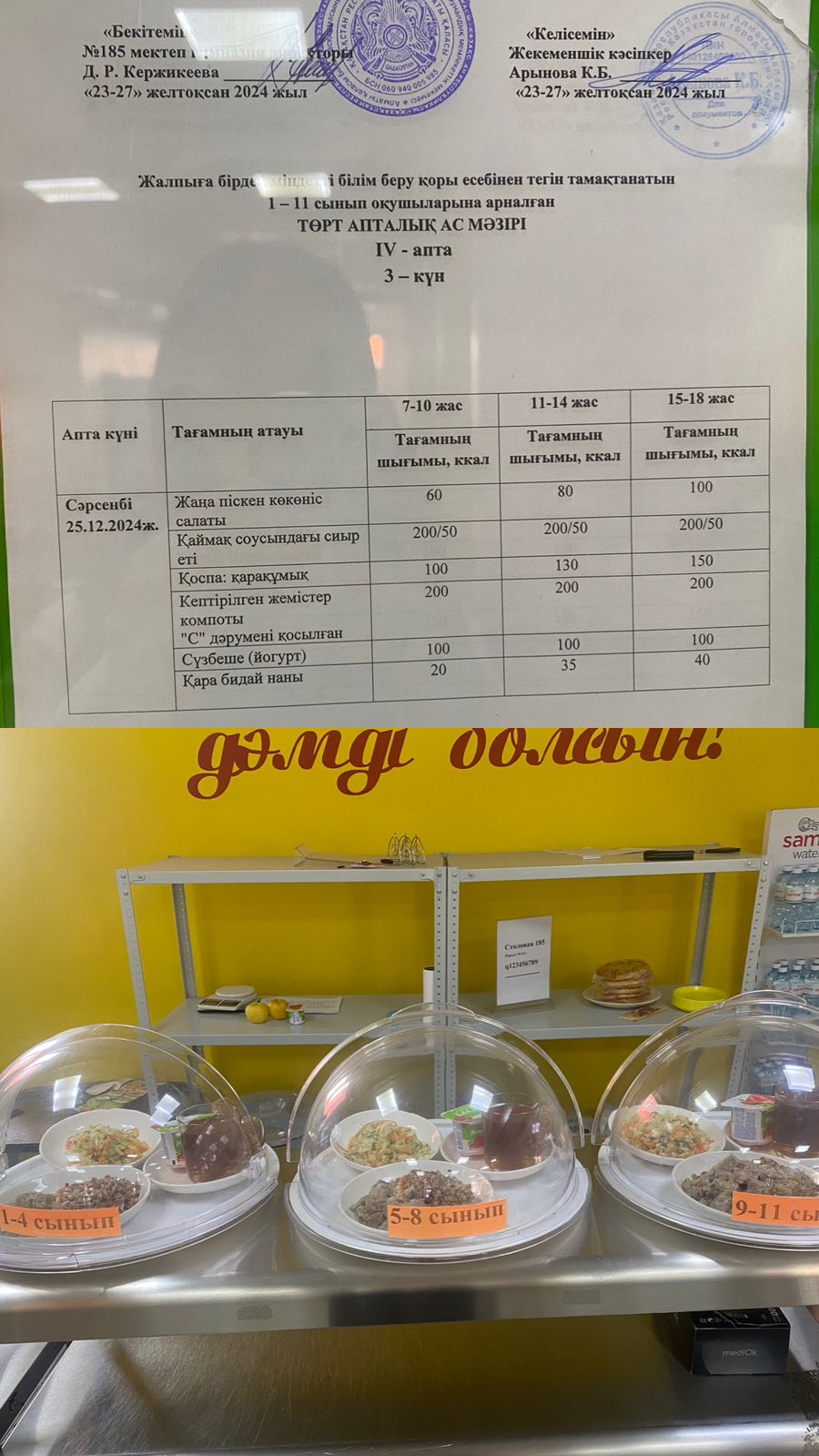 Ас мәзірі ІV апта 3 күні