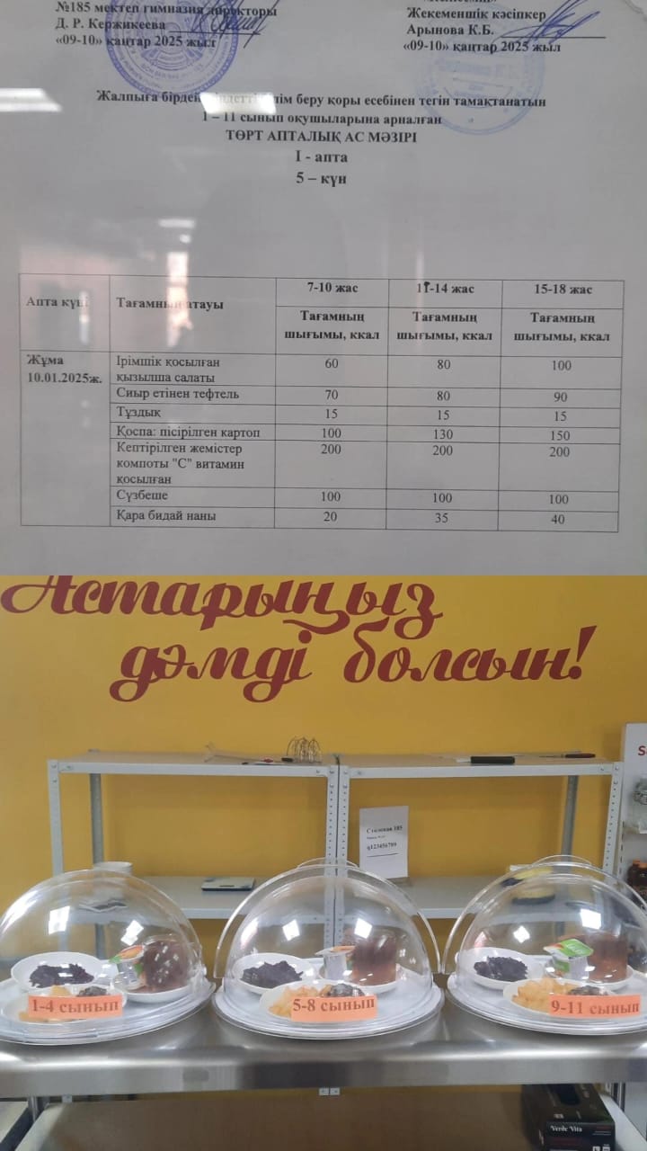 Ас мәзірі І апта 5 күні