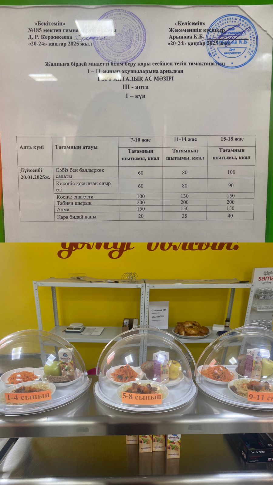 Ас мәзірі ІІІ апта 1 күні