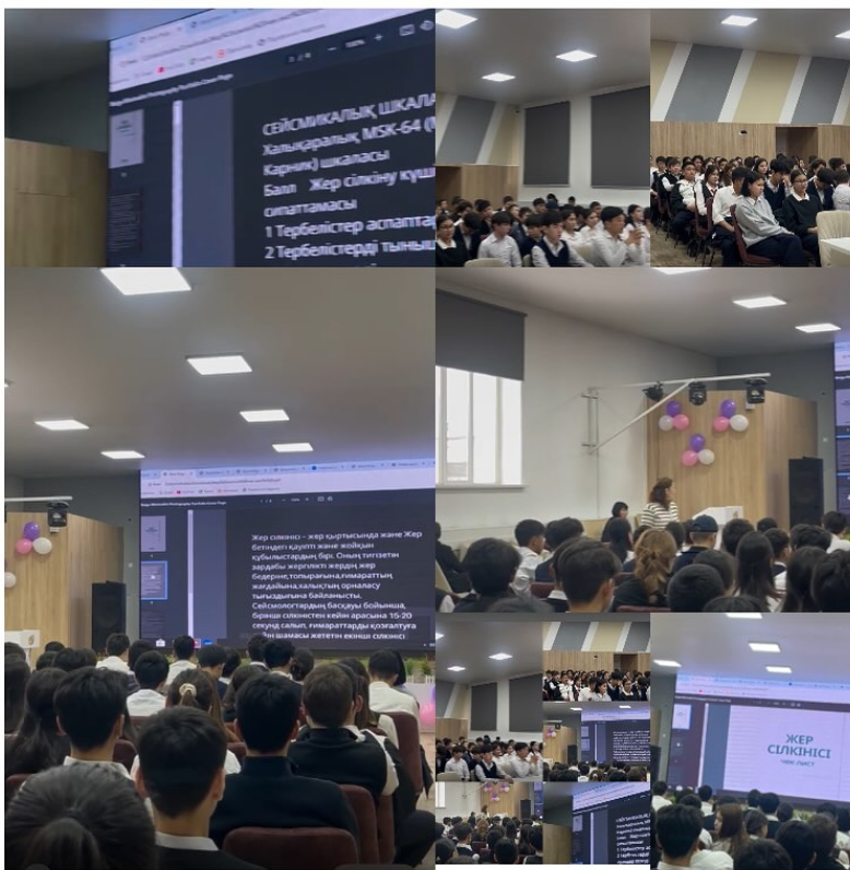 «Өскелең ұрпақ арасындағы қауіпсіздік мәдениеті» ұранымен 9-сынып оқушыларына «Жер сілкінісіне дейін,кейін және жер сілкінісі кезінде»