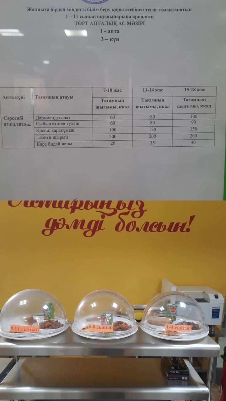 Ас мәзірі I апта 3 күні