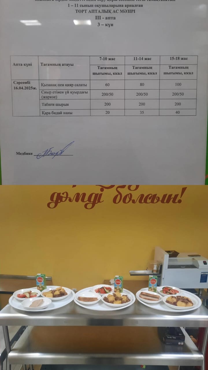 Ас мәзірі ІІI апта 3 күні