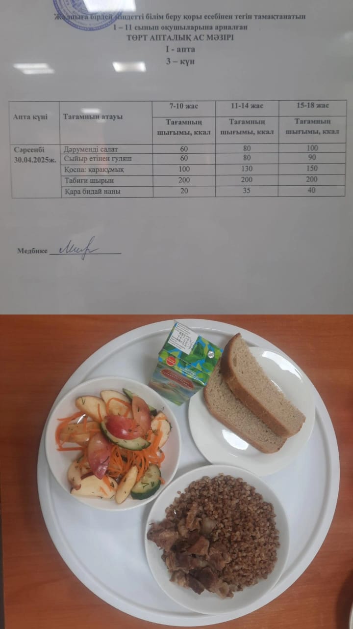 Ас мәзірі І апта 3 күні