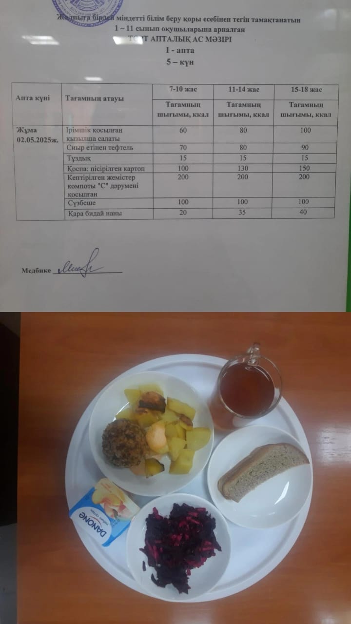 Ас мәзірі І апта 5 күні