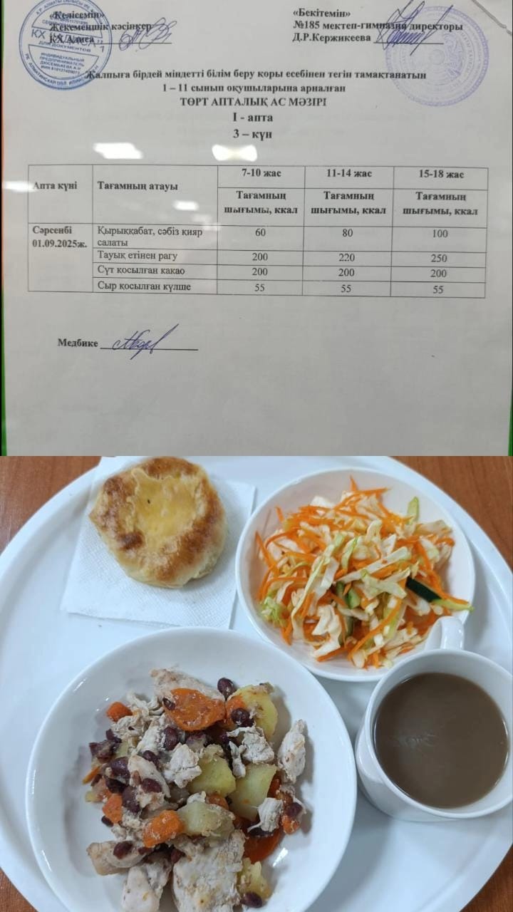 Ас мәзірі І апта 3 күн