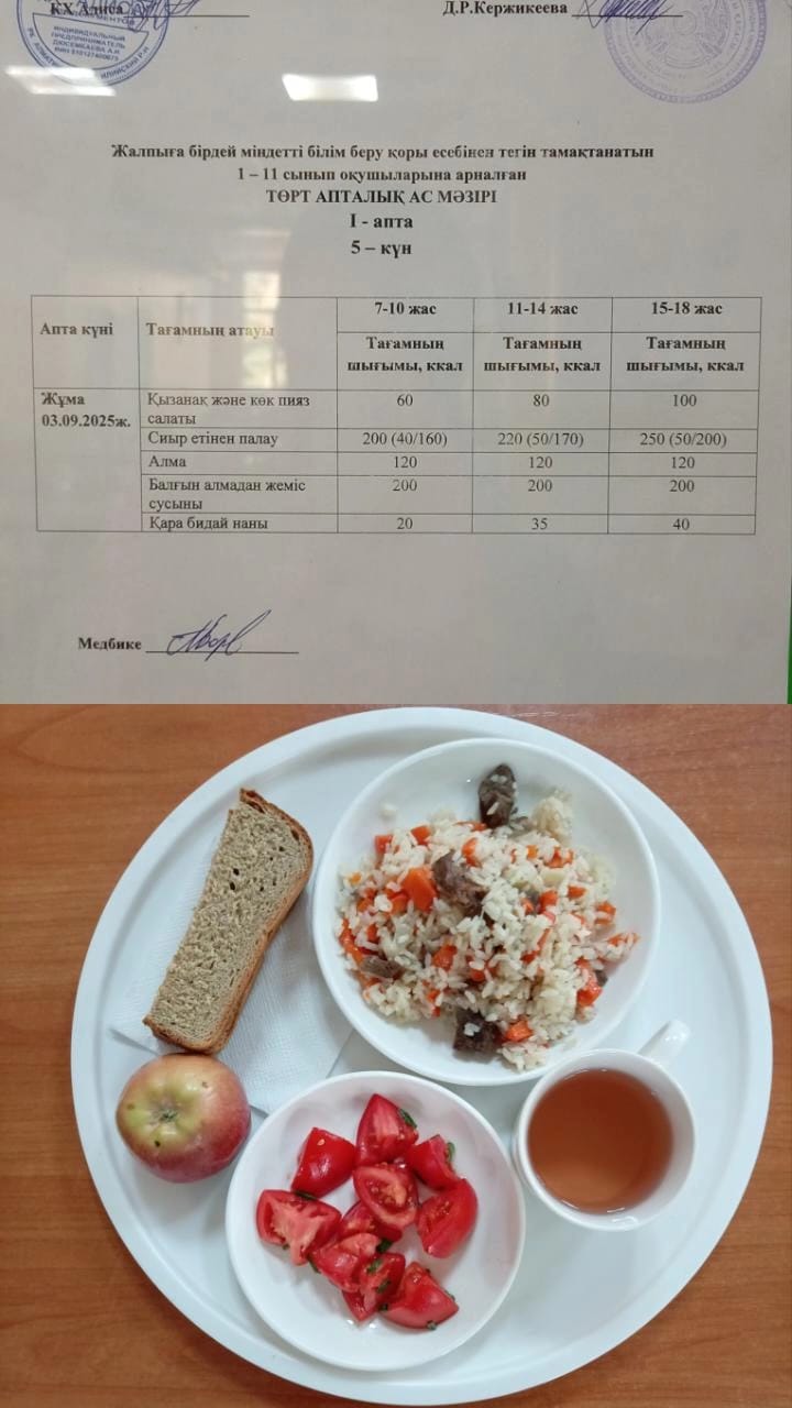 Ас мәзірі І апта 5 күн