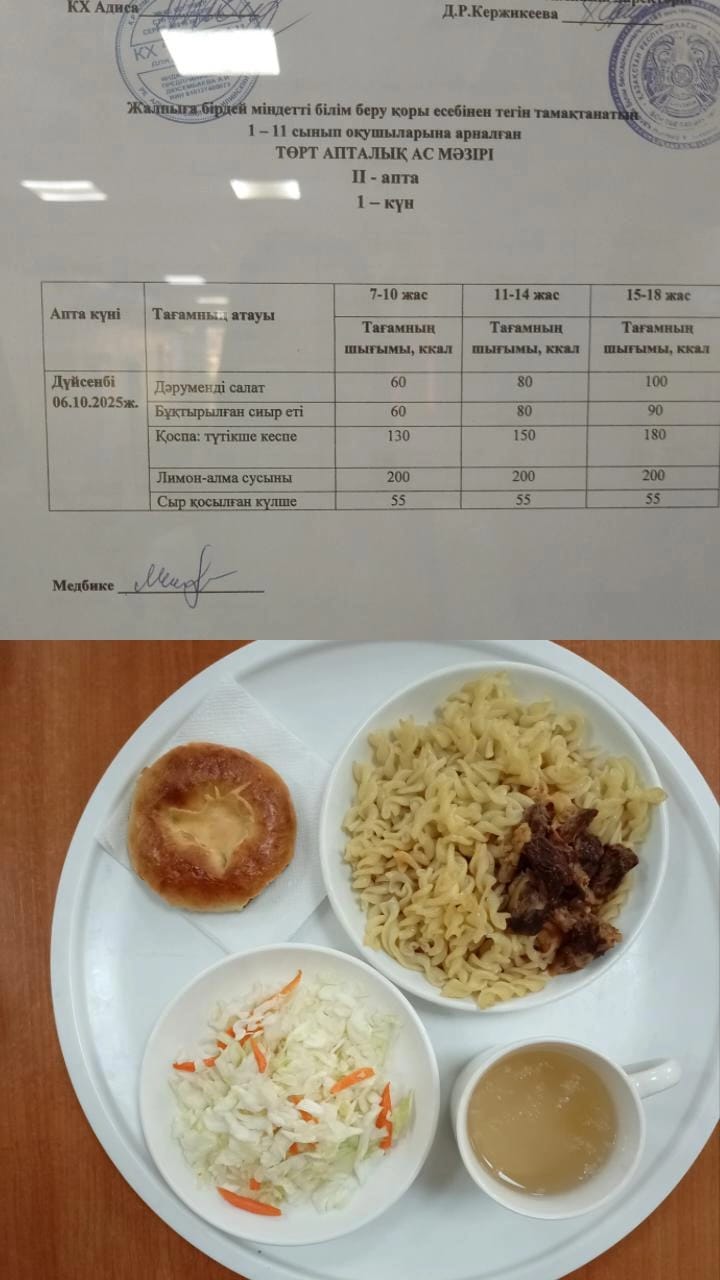 Ас мәзірі ІІ апта 1 күн