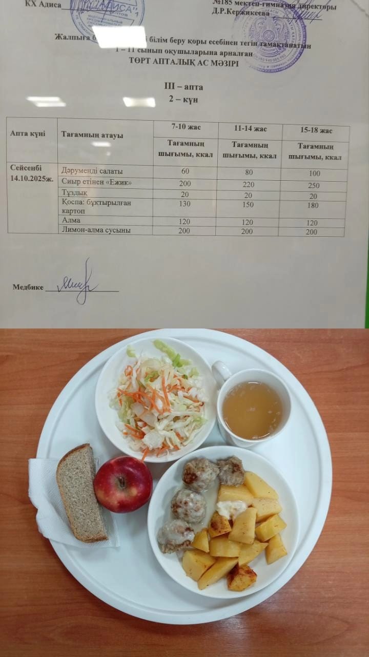 Ас мәзірі ІІІ апта 2 күн