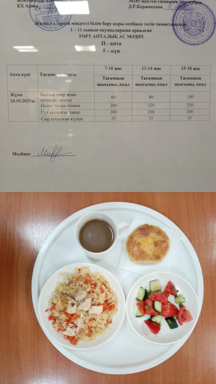 Ас мәзірі ІІ апта 5 күн