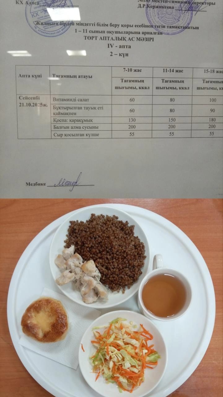 Ас мәзірі ІV апта 2 күн