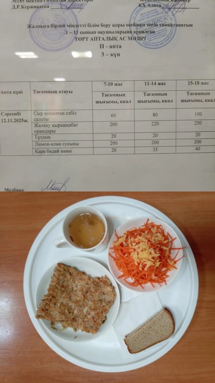 Ас мәзірі ІІ апта 3 күн