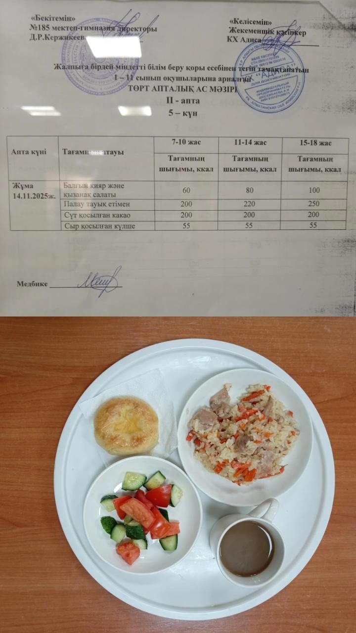 Ас мәзірі ІІ апта 5 күн