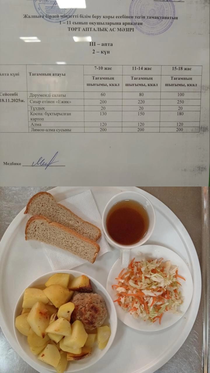 Ас мәзірі ІІІ апта 2 күн