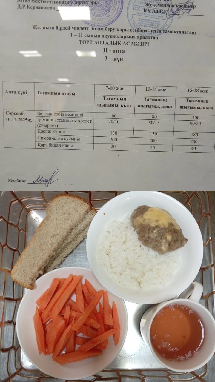 Ас мәзірі ІІ апта 3 күн