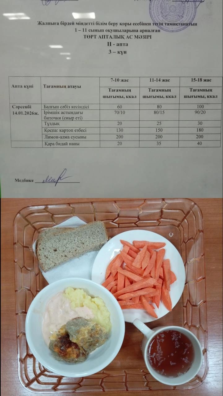 Ас мәзірі ІІ апта 3 күн