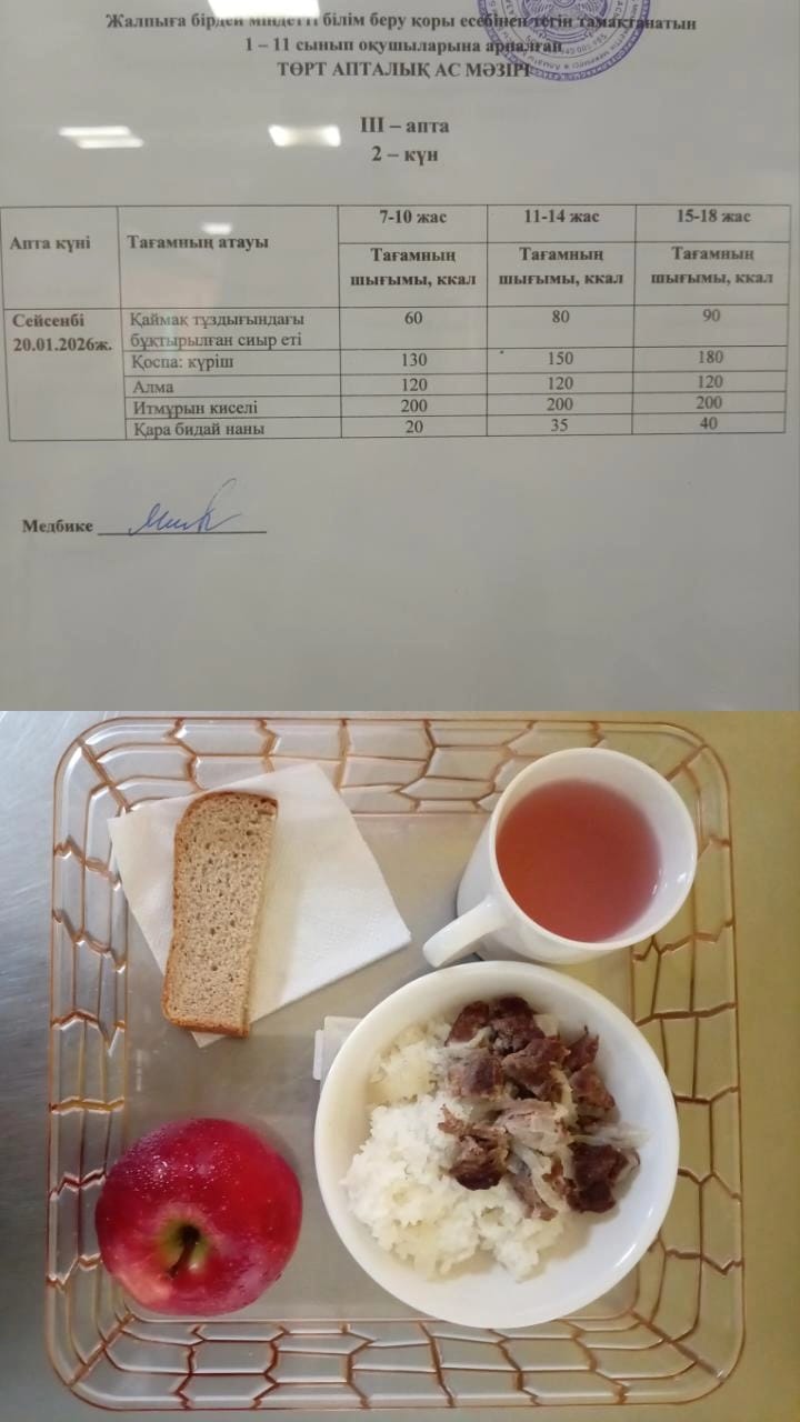 Ас мәзірі ІІІ апта 2 күн