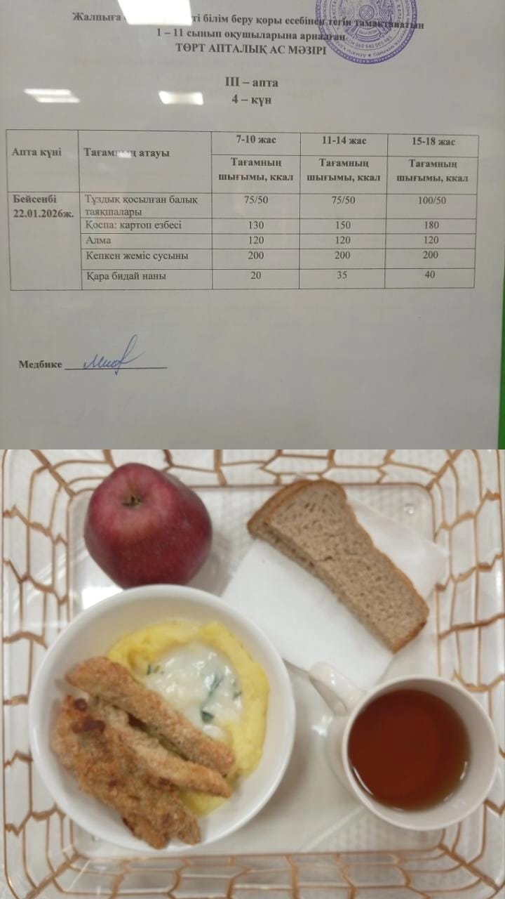 Ас мәзірі ІІІ апта 4 күн