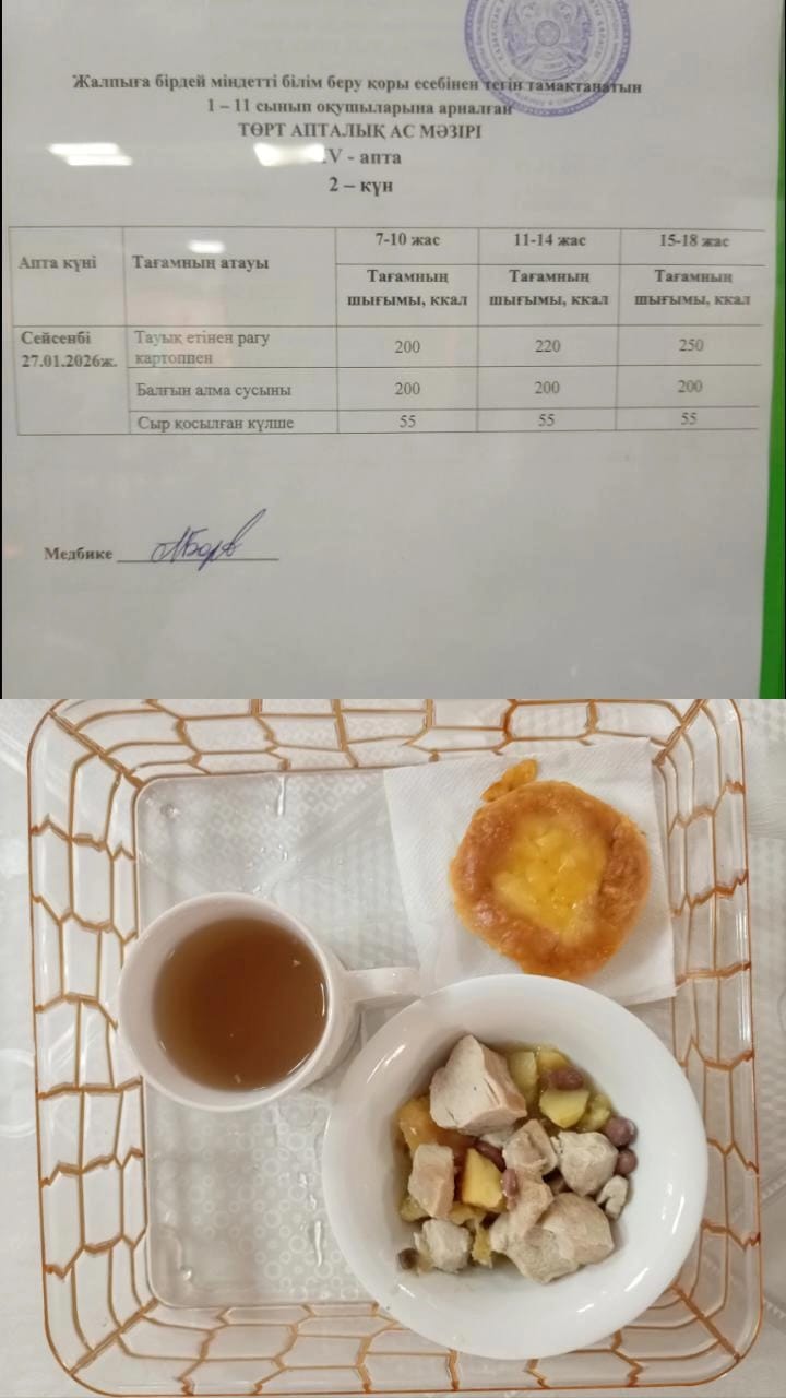 Ас мәзірі ІV апта 2 күн