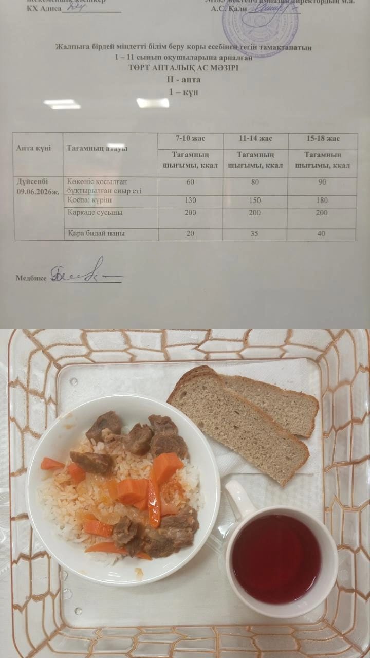 Ас мәзірі ІІ апта 1 күн