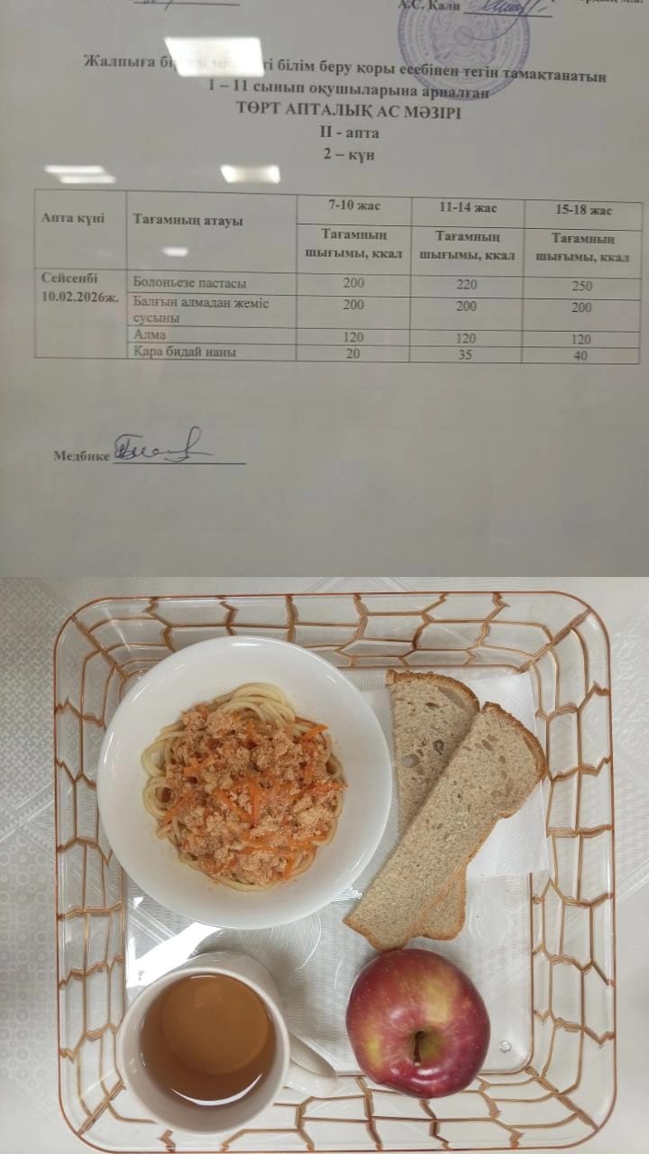 Ас мәзірі ІІ апта 2 күн