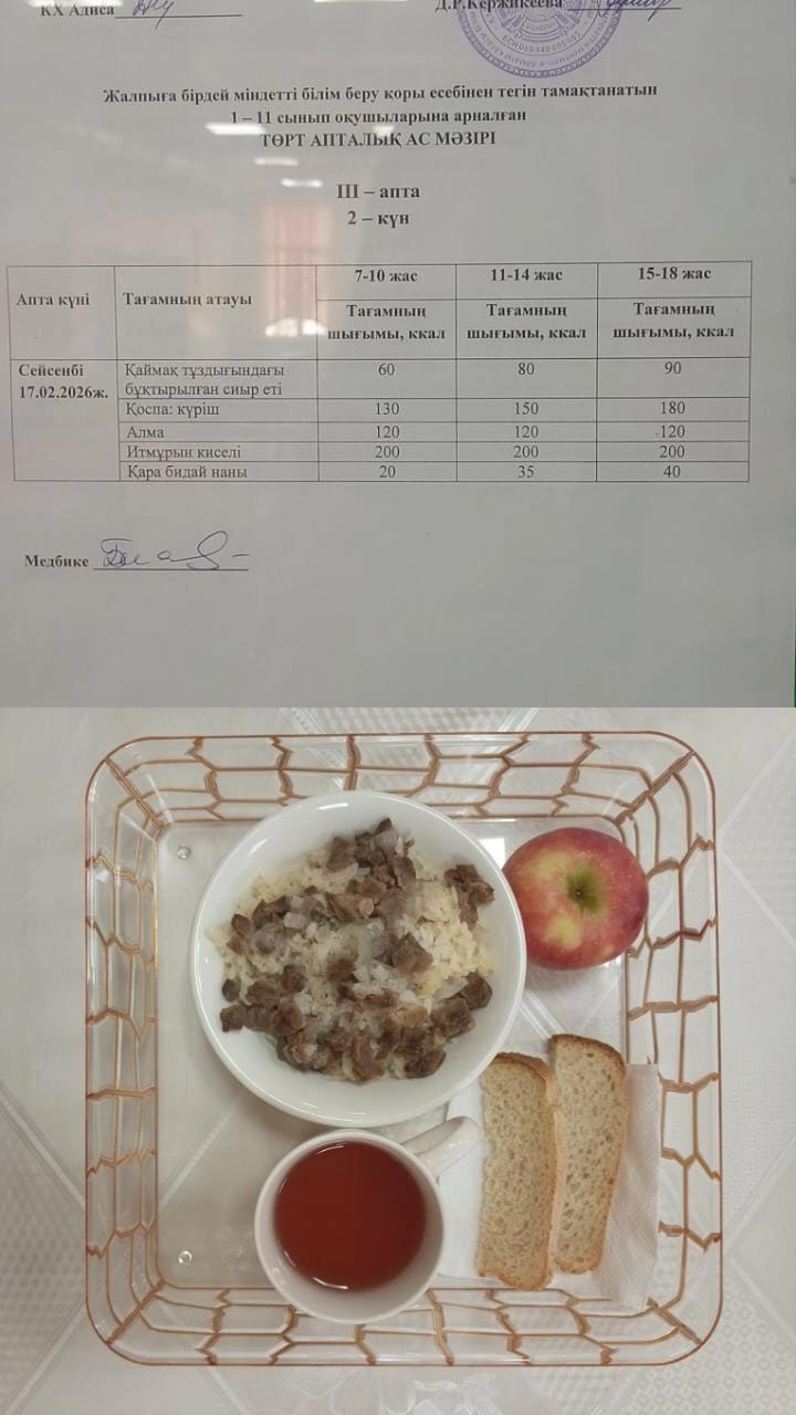 Ас мәзірі ІІІ апта 2 күн