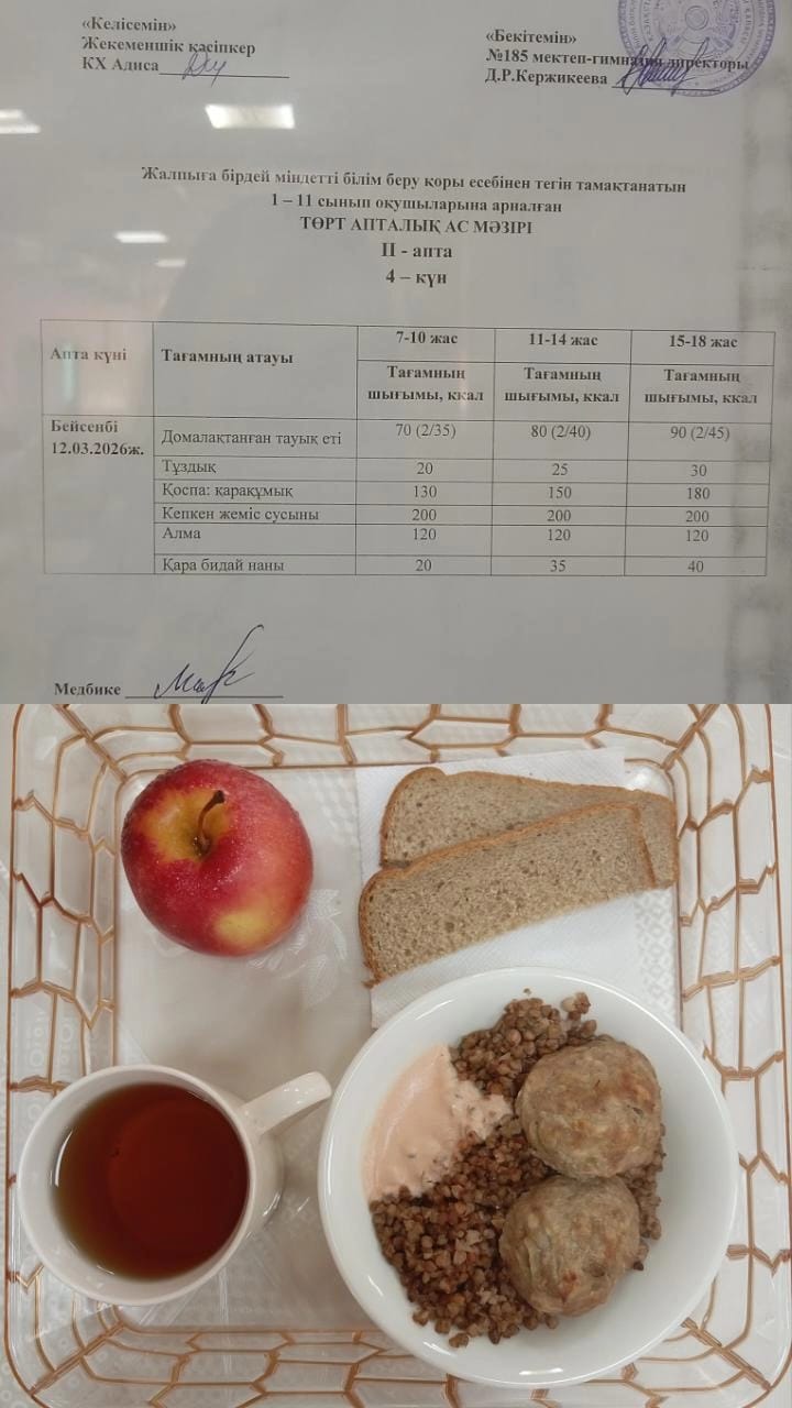 Ас мәзірі ІІ апта  4 күн