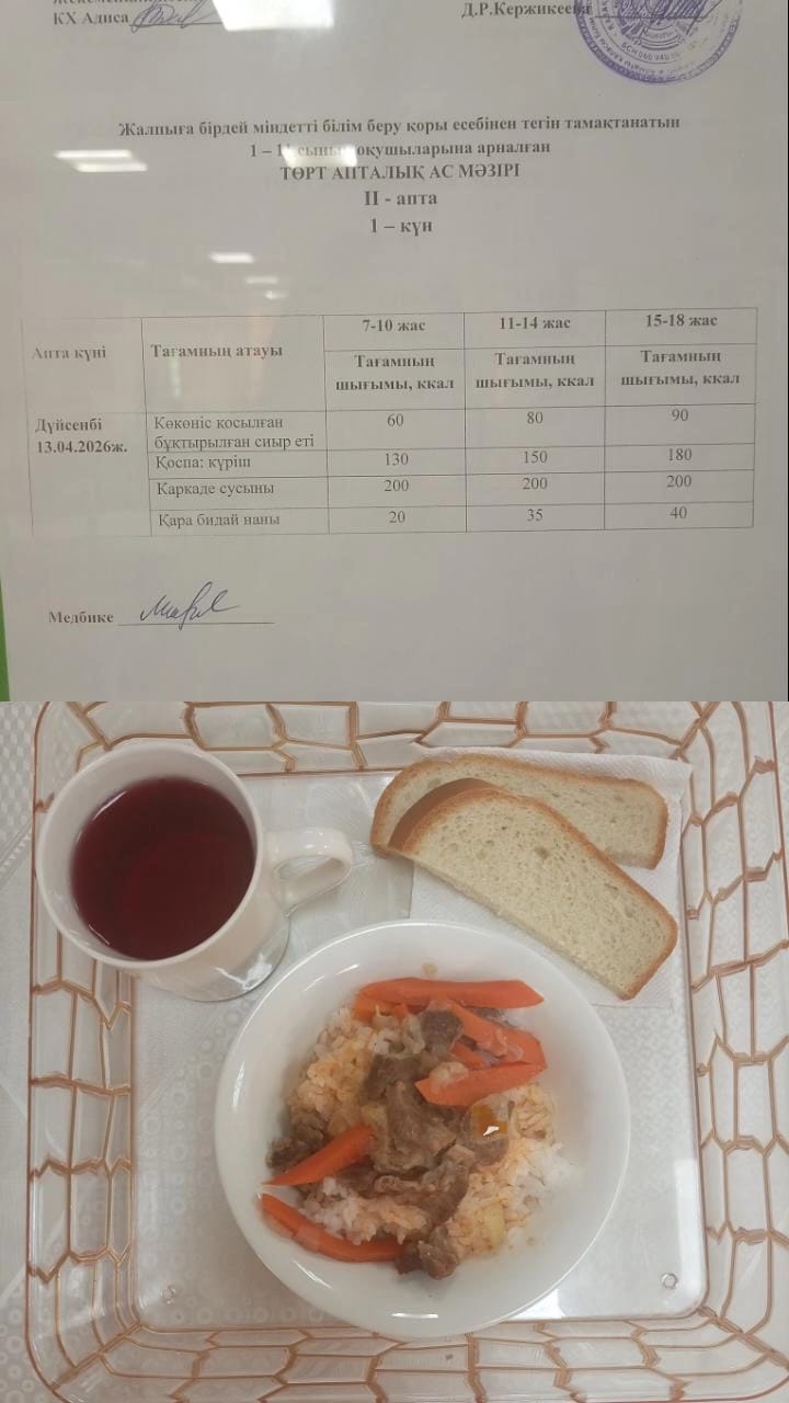 Ас мәзірі ІІ апта 1 күн