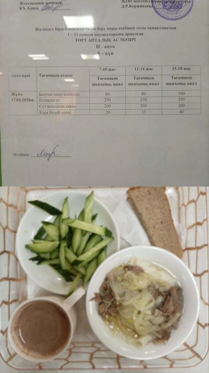 Ас мәзірі ІІ апта 5 күн