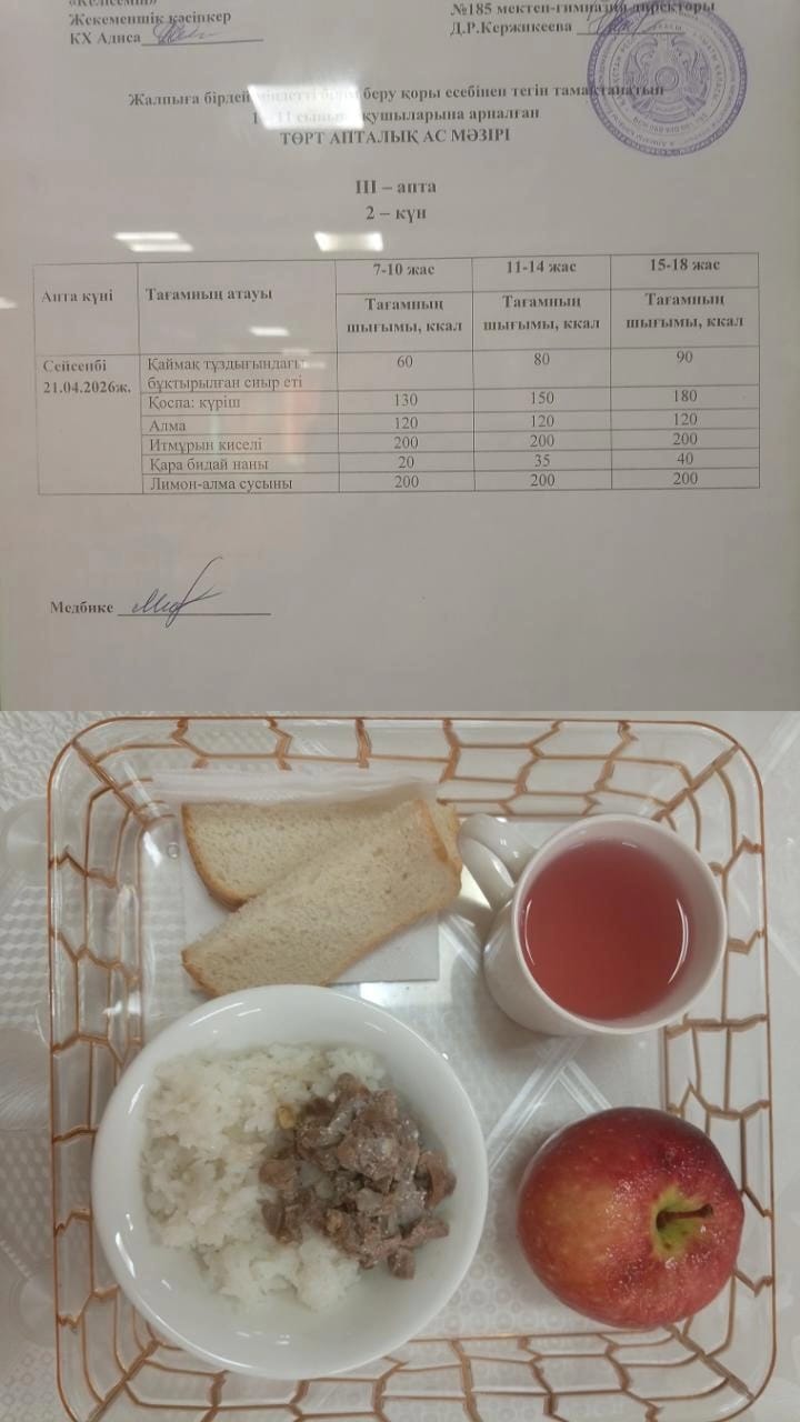 Ас мәзірі ІІІ апта 2 күн