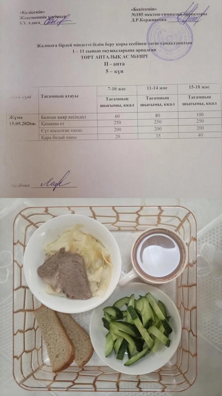 Ас мәзірі ІІ апта 5 күн