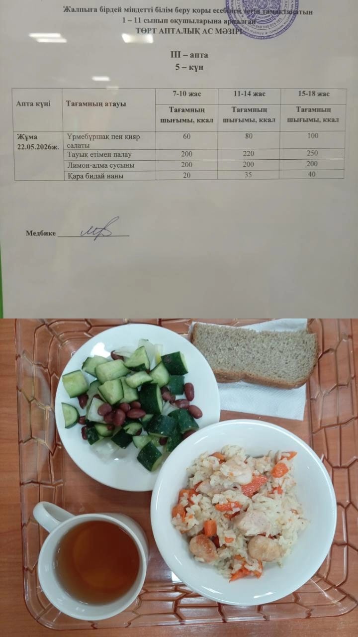 Ас мәзірі ІІІ апта 5 күн
