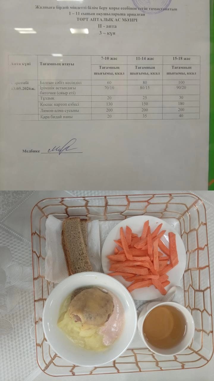 Ас  мәзірі ІІ апта 3 күн